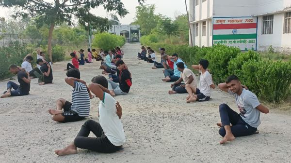 Yoga session on campus